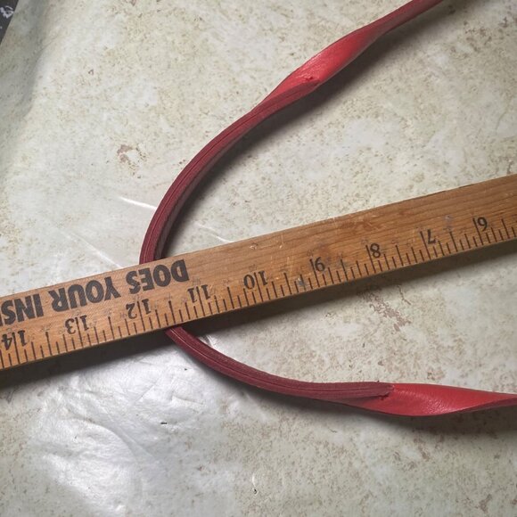 SAS Red Leather & Woven Accent Shoulder Bag Zipper Closure Boho Indie Festival - Picture 8 of 8